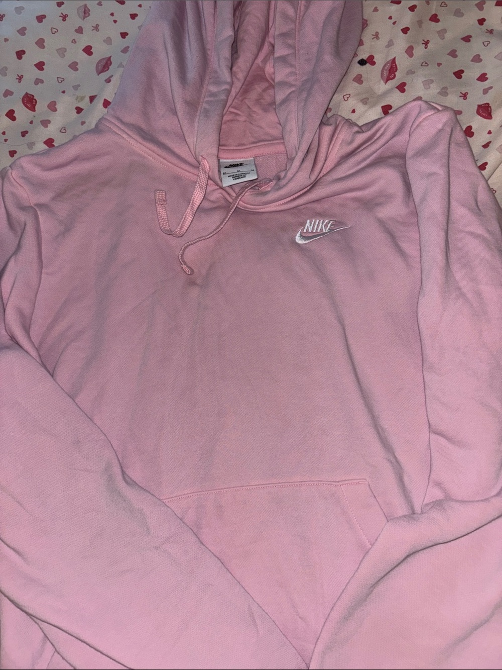 Nike Pink Pullover Hoodie with White Swoosh Logo